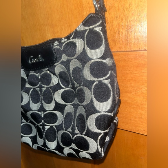 Coach Ashley Signature Jacquard Leather Crossbody Black Gray - Picture 6 of 8